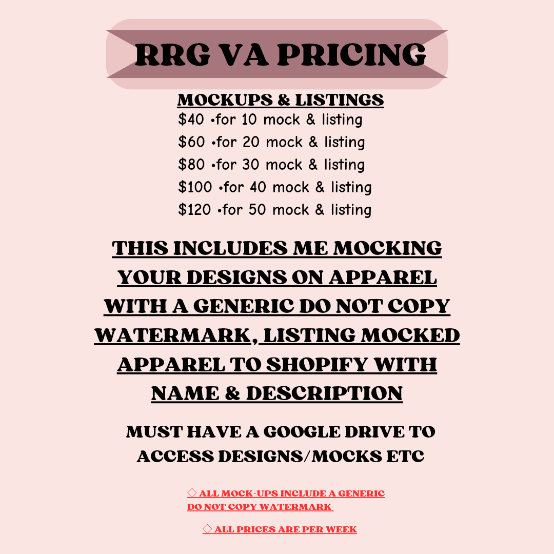 Shopify Listings + Mock-Ups