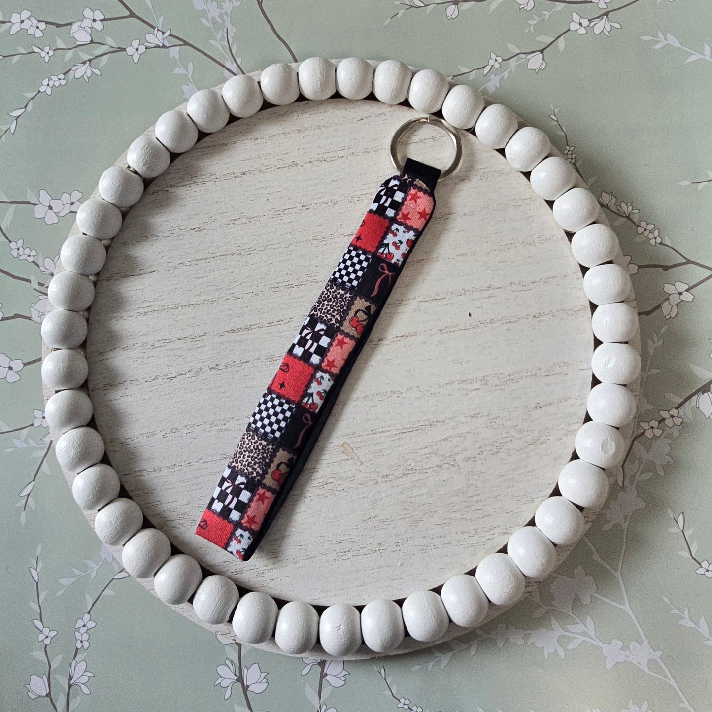 Cherries Patchwork Key Wristlet