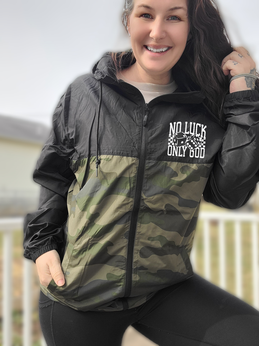 No Luck Only God Windbreaker