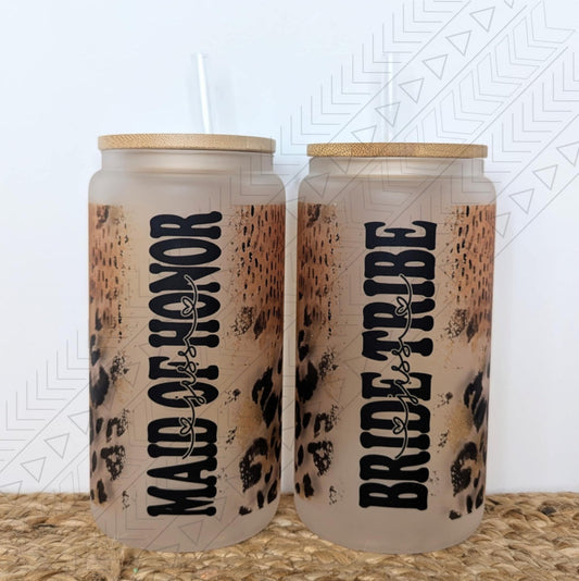 Animal Print Personalized Frosted Glass glass can