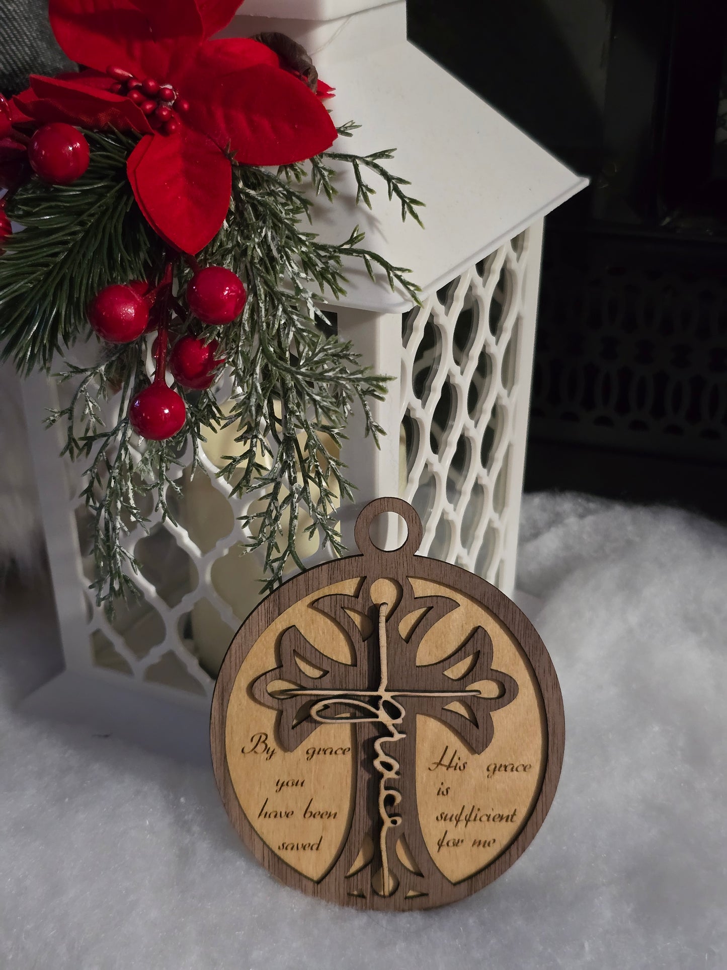 Layered Walnut & Birch Grace Ornament