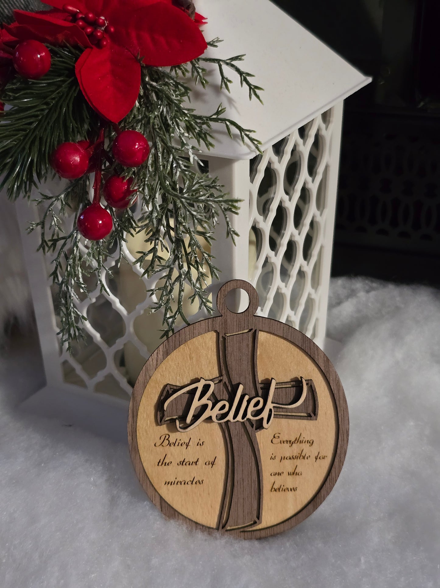 Layered Walnut & Birch Belief Ornament