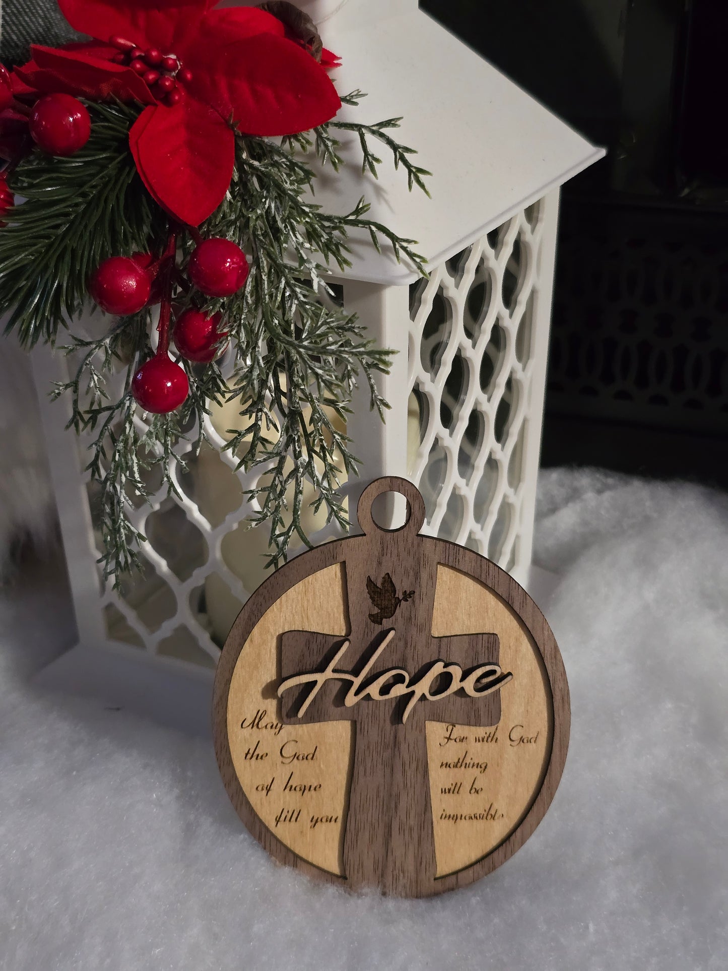 Layered Walnut & Birch Hope Ornament