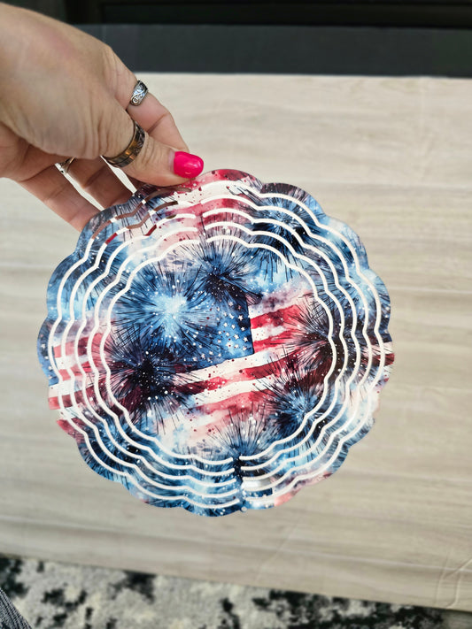 Patriotic watercolor  Wind Spinner