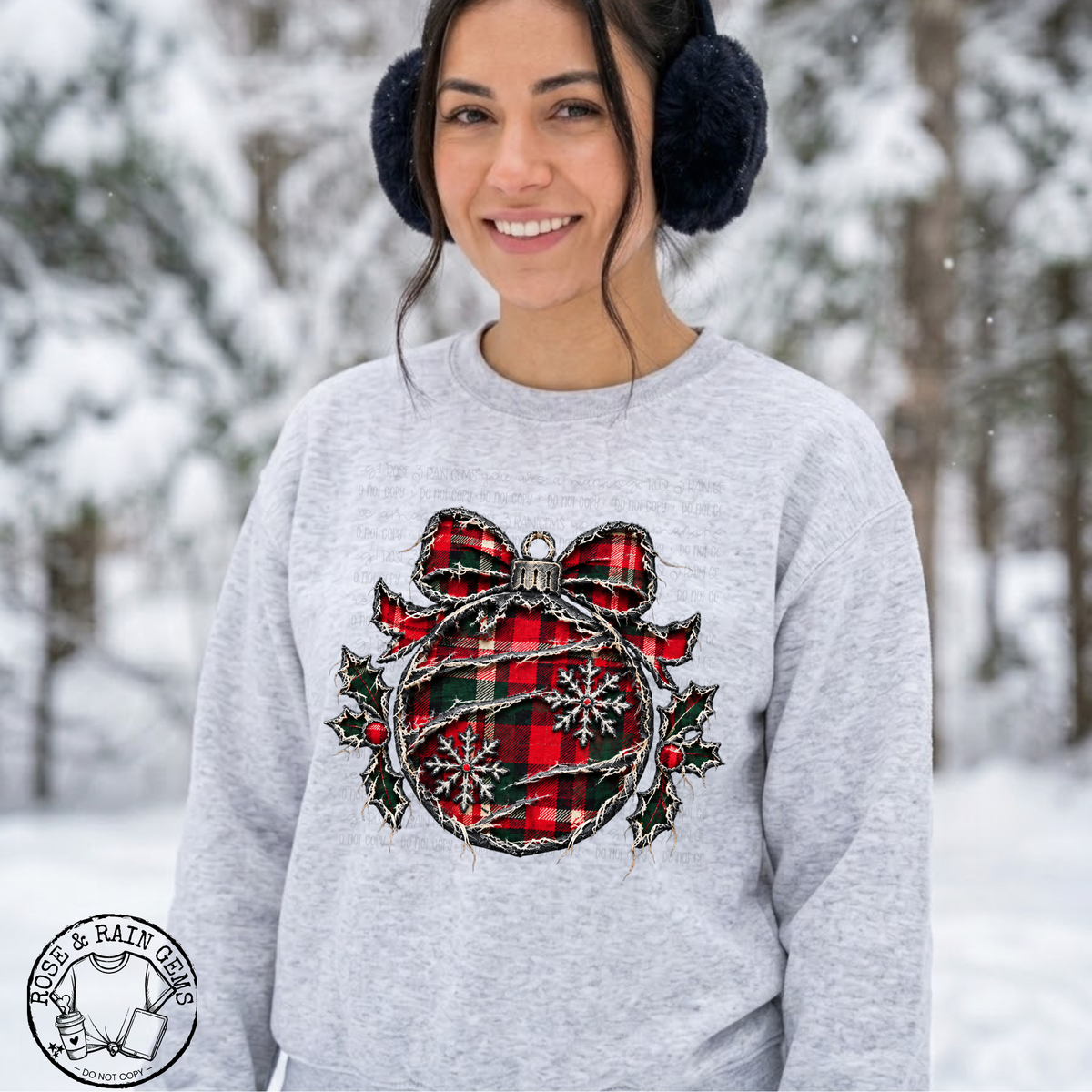 Ripped plaid christmas bulb