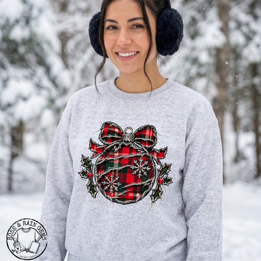Ripped plaid christmas bulb