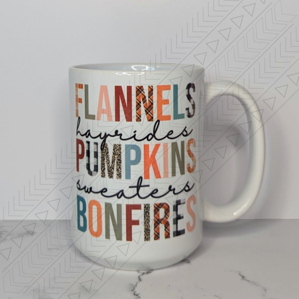 Flannels Hayrides Pumpkins Mug