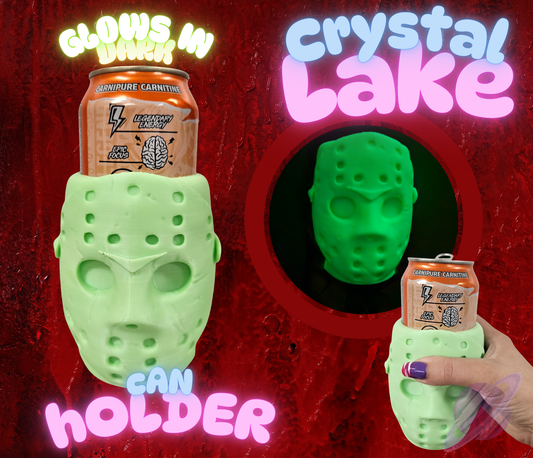CRYSTAL LAKE- GLOW IN THE DARK-3D PRINTED CAN HOLDER