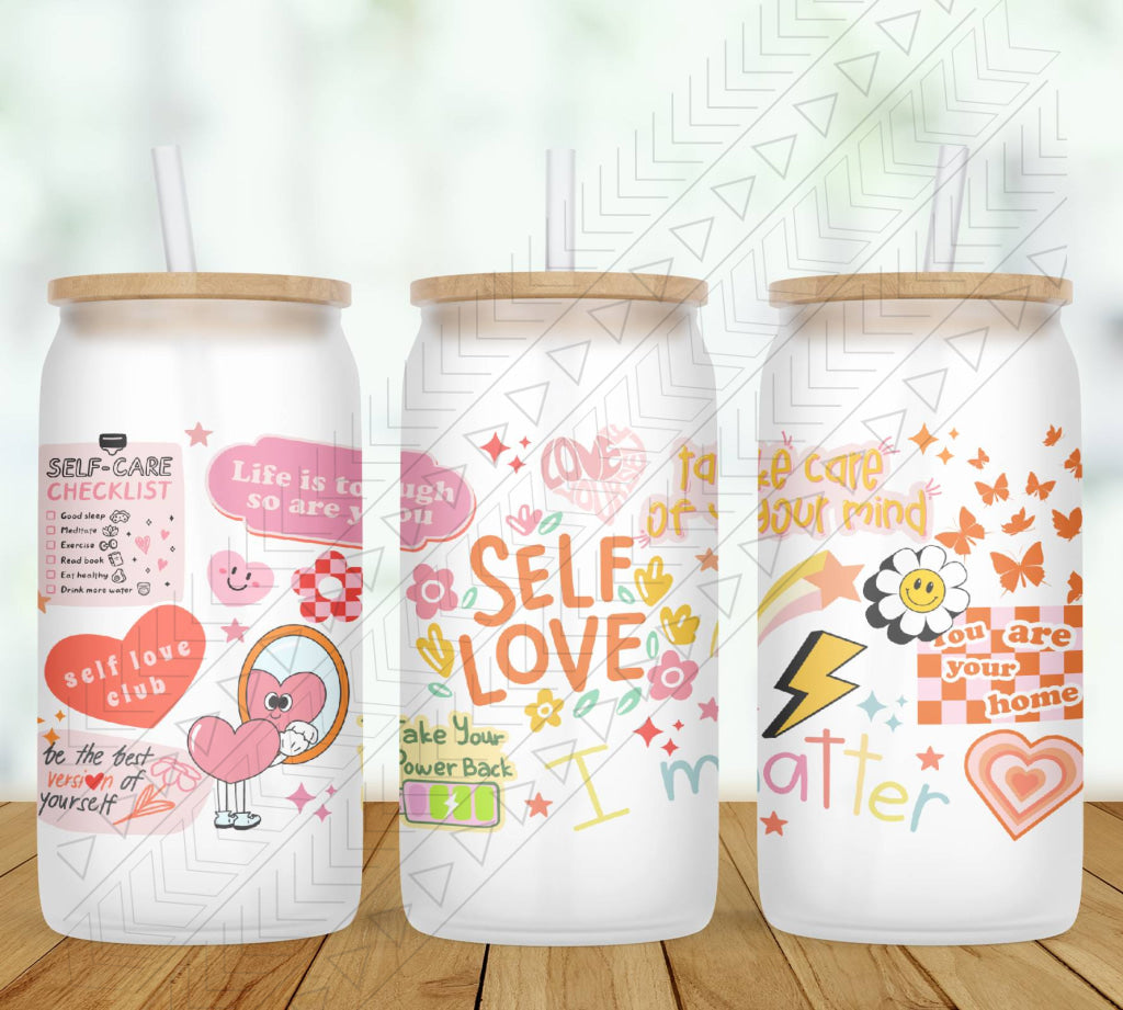 Retro Self Love Glass Can